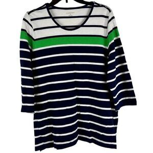 Allison Daley Stripe 3/4 Sleeve Blouse 2X